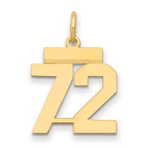 14k Yellow Gold, Athletic Collection, Small Polished Number 72 Pendant